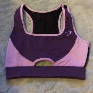 Gym shark purple prism sports bra built in pocket